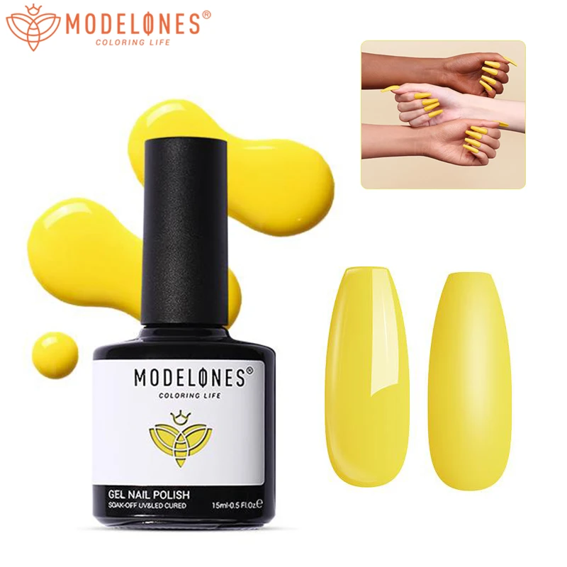 

Modelones 15ml Nail Varnish Nude Yellow Colors Manicure Gel Nail Polish Gel Lacquer Varnish Nail Paint Top UV Gel LED Nail Art