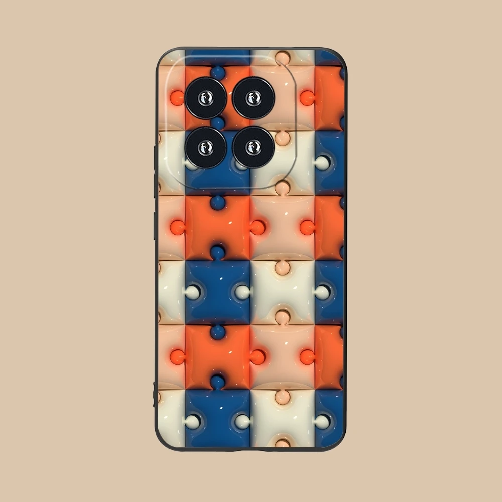Puzzle Fashion Pretty Mobile Cell Phone Case for Xiaomi 14 13 12 11 10 9 T Ultra Lite Pro S SE X 5G Black Soft Cover Shell