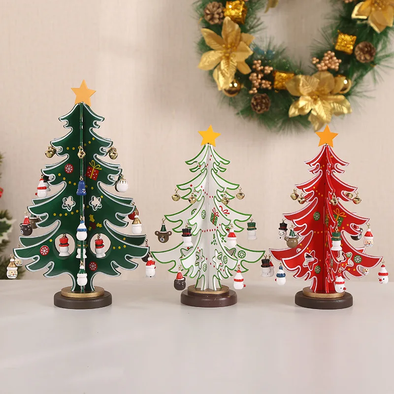 

Christmas decorations splint wooden Christmas tree DIY hand-assembled fork tree window decoration ornaments
