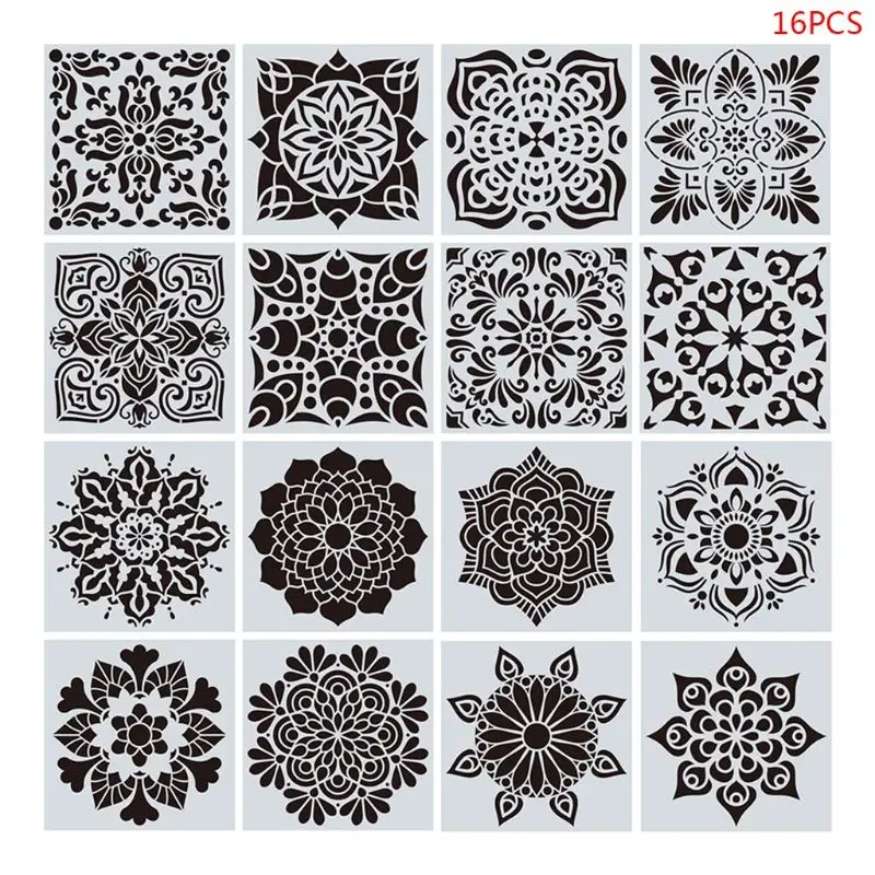 

16pcs/set Mandala Stencils DIY Drawing Template Painting Scrapbooking Paper Card Embossing Album Decorative