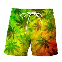 2022 casual beach shorts maple leaf weeds 3d print men korte broek summer fitness trunks bermuda fashion board shorts clothing