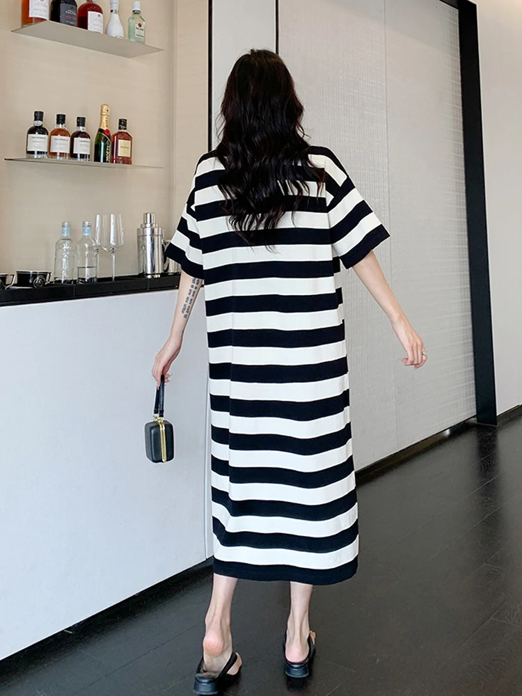 Женское трикотажное платье NYFS свободное с V-образным вырезом и коротким рукавом в