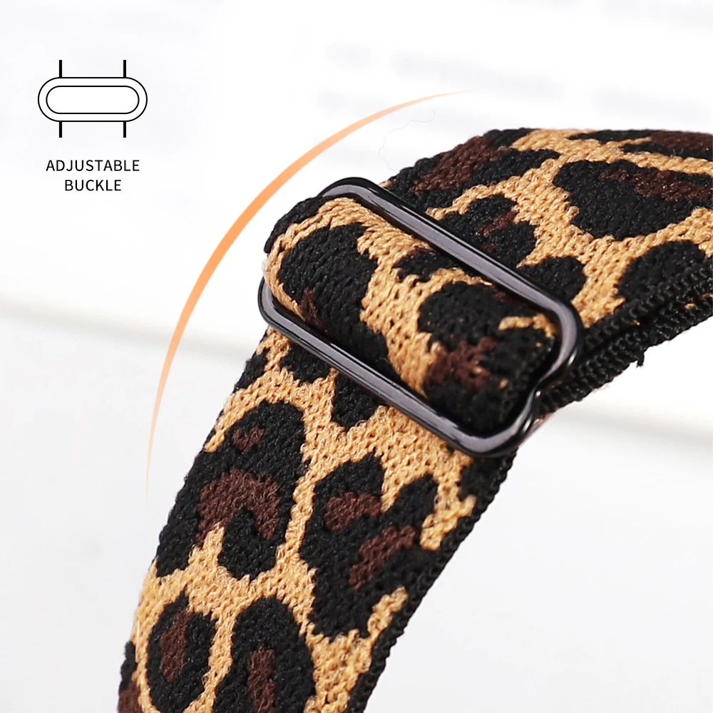 Soft Nylon Loop Elastic Buckle Strap For Apple Watch SE Band 38mm42mm Series 6 5 4 32 iWatch Leopard Watchband Bracelet 40mm44mm