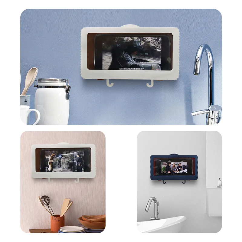 punch free waterproof box wall mounted mobile phone holder all inclusive sealed protective sleeve bathroom shower accessories free global shipping