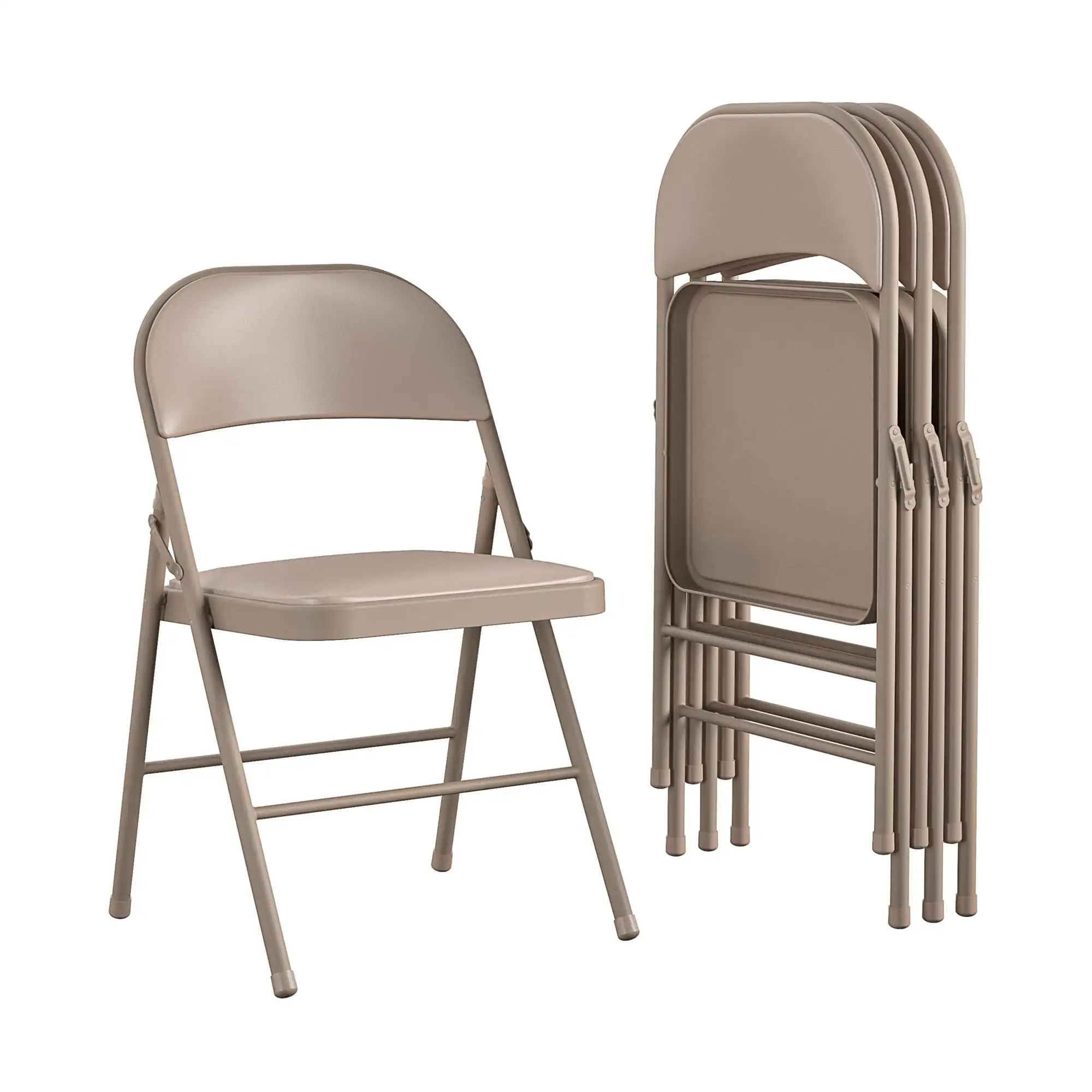 

Vinyl Upholstered Folding Steel Frame Chair Antique Linen (4-pack)