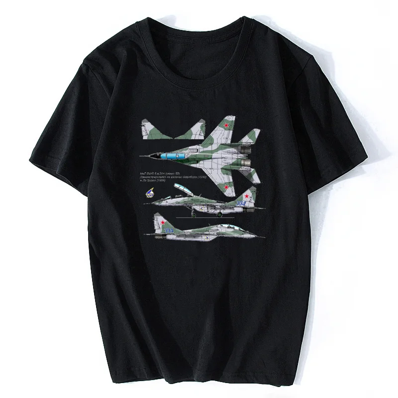 

Russian Air Force MiG-29 Fulcrum Jet Fighter Printed T-Shirt Summer Cotton Short Sleeve O-Neck Mens T-shirt Oversize Streetwear