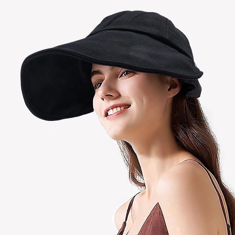 

Women Summer Big Bow Adjustable Sun Hat Wide Brim Suncreen Floppy Bucket Hats Female Foldable Baseball Cap Outdoor Casual Visor