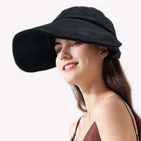 women summer big bow adjustable sun hat wide brim suncreen floppy bucket hats female foldable baseball cap outdoor casual visor