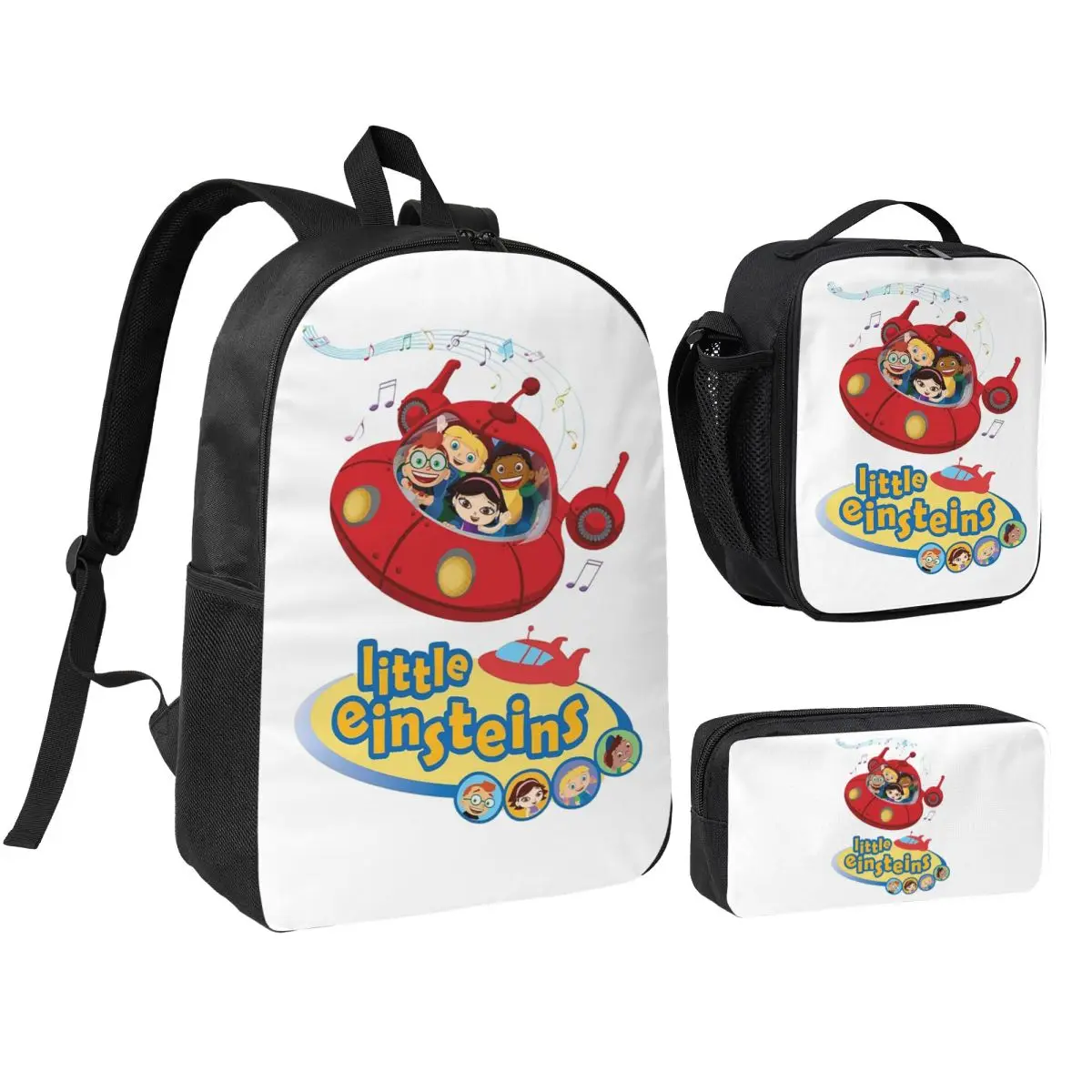 Фото Рюкзак Little Einsteins для школьников, для мальчиков и девочек, школьная сумка, сумка для ноутбука, сумки через плечо, 3 шт., изолированная сумка для обедов, пенал №1