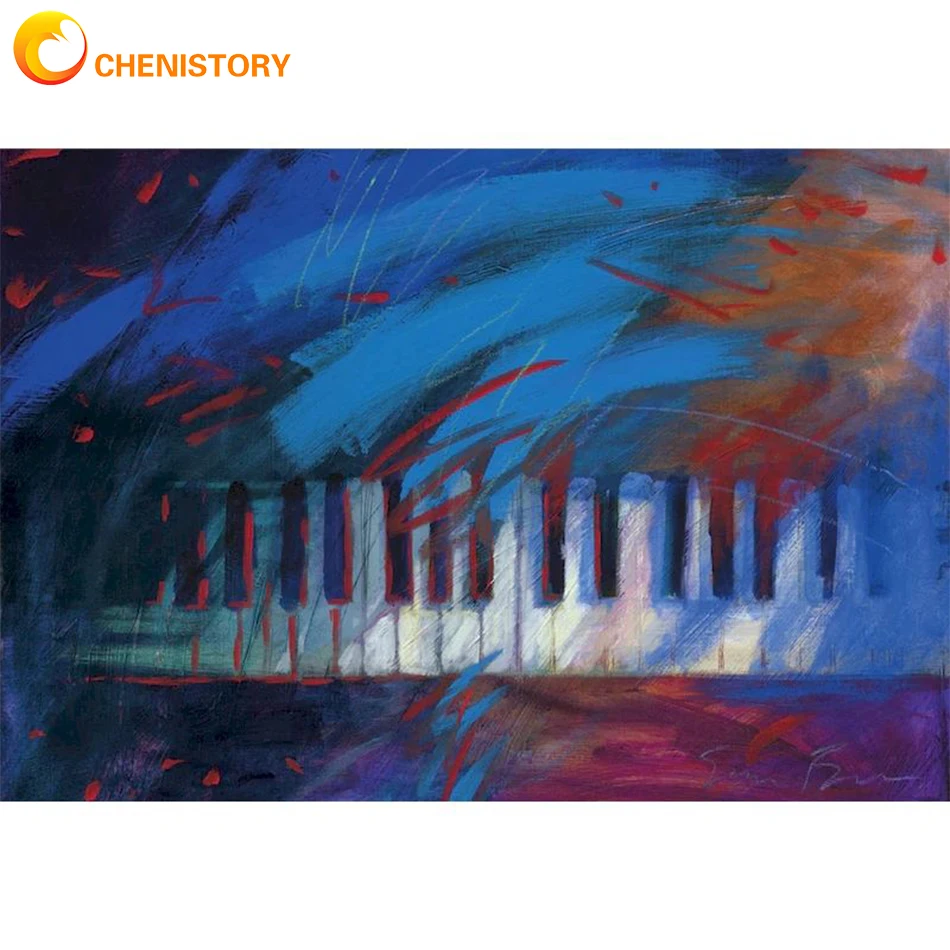 

CHENISTORY Picture Of Coloring By Numbers Abstract Paino 40x50 Framed Artwork Paint On Canvas Handmade For Home Decor Wall Art