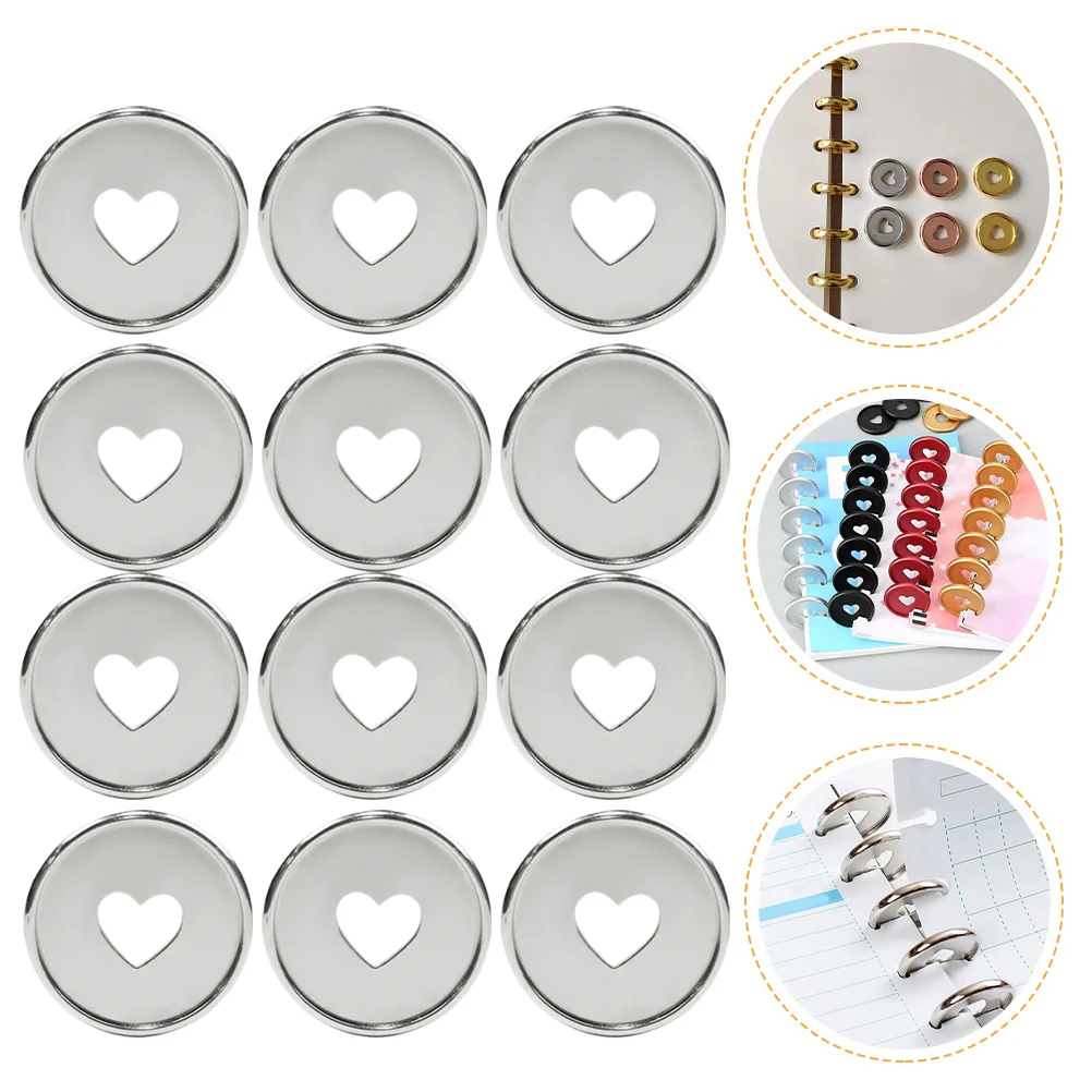 

Heart Binding Buckle Binder Disc Silver Discs Notebook DIY Buckles Supplies Round Binders Planner Tools Mini Books