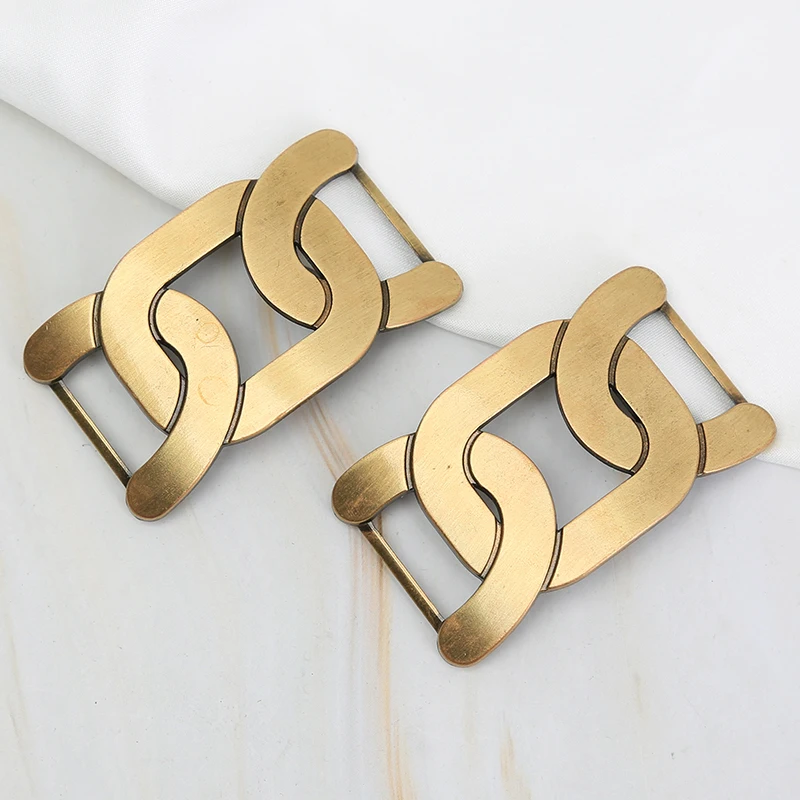 Loafer Bronze Hardware Buckle Accessories Shoe Flower Accessories Trend New Slippers Handmade DIY Women's Shoes Leather Buckle