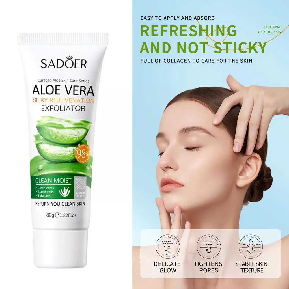 

Face Exfoliating Gel Aloe Vera Facial Exfoliating Scrub Treatment Blackhead Whitening Pores Acne 80g Cleanses Skin Care Shr Q8A3