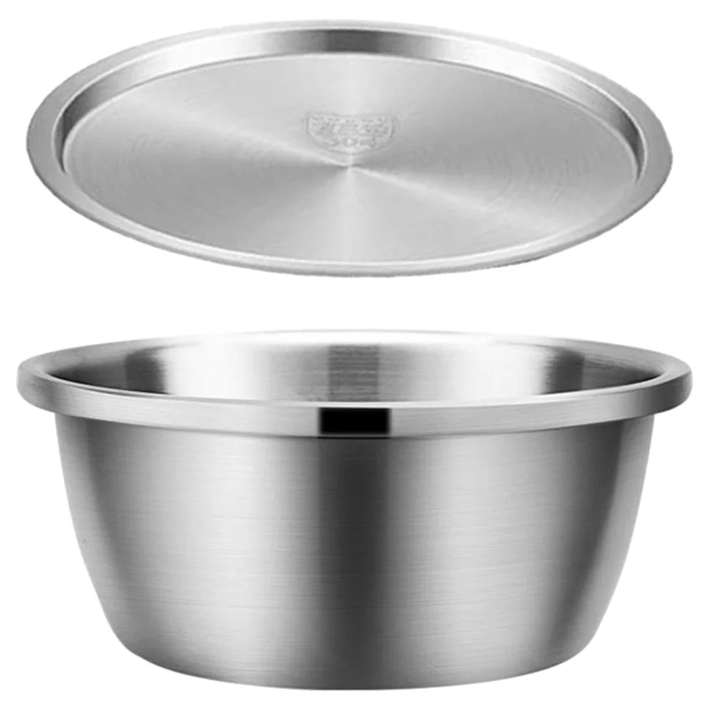 

Salad Bowl Lid Stainless Steel Food Containers Egg Kitchen Supply Cover Soup Pot Mixing Baking Fruit Washing Cooking