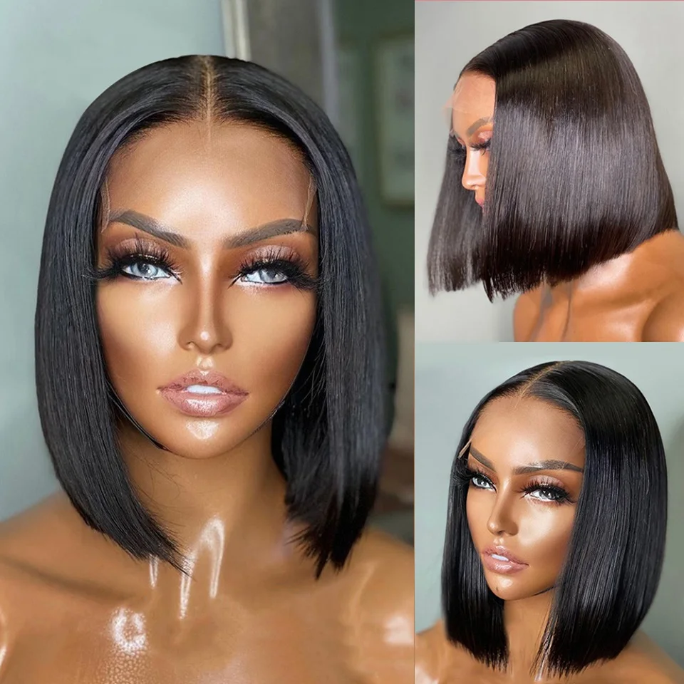 

4X1 T Part Lace Wig Pre-Plucked Remy Bob Human Hair Wigs for Women Brazilian Hair Bone Straight Short Bob T Part Lace Wig