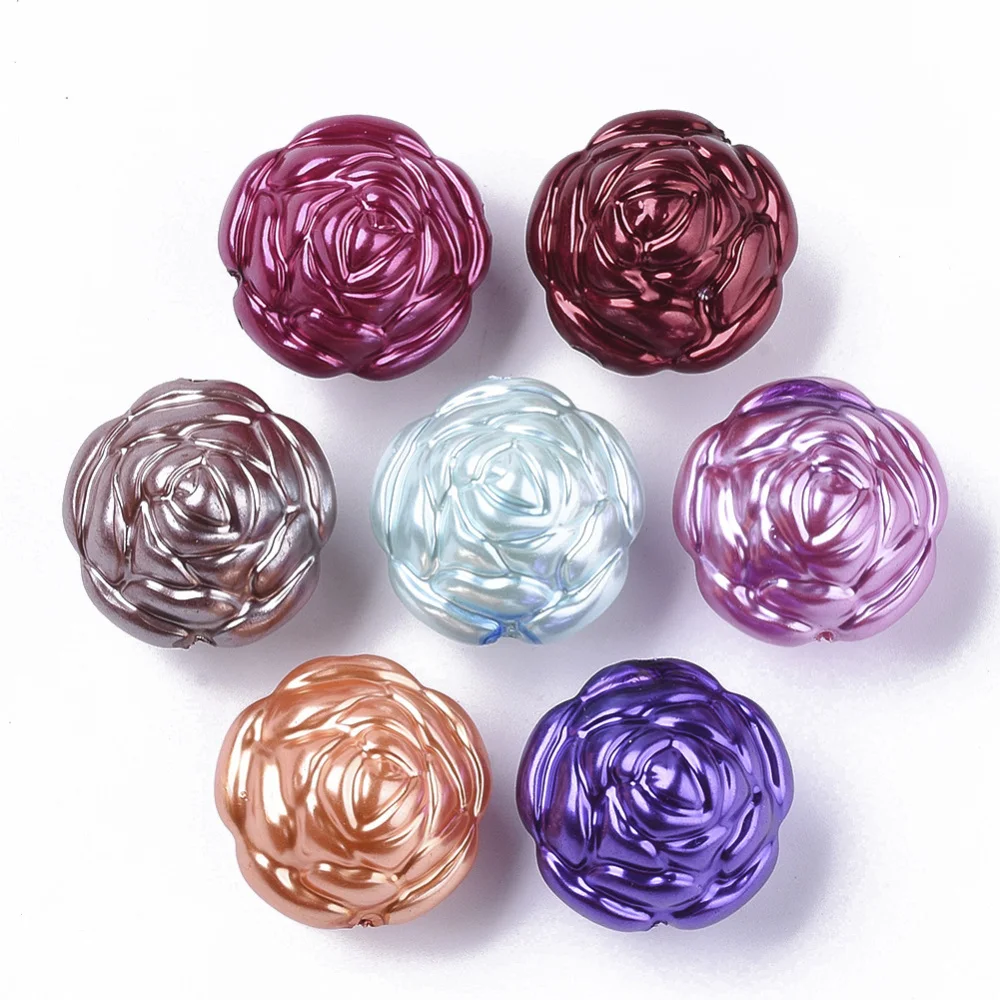 

about 100pcs/500g Mix Color Rose Flower Beads ABS Imitation Pearl Flower Beads for jewelry making DIY bracelet necklace Decor