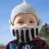 4 styles fashion warm unisex wool knitted handmade grey ski hat with face mask roman knight childrens winter helmet caps