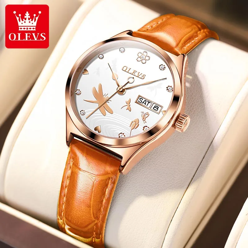 Enlarge OLEVS Luxury Brand Womens Automatic Mechanical Watch Fashion Rose Gold Case Women Casual Clock 30M Waterproof Weekly Calendar