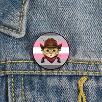 demigirl pride cowboy cat pin custom funny brooches shirt lapel bag cute badge cartoon enamel pins for lover girl friends