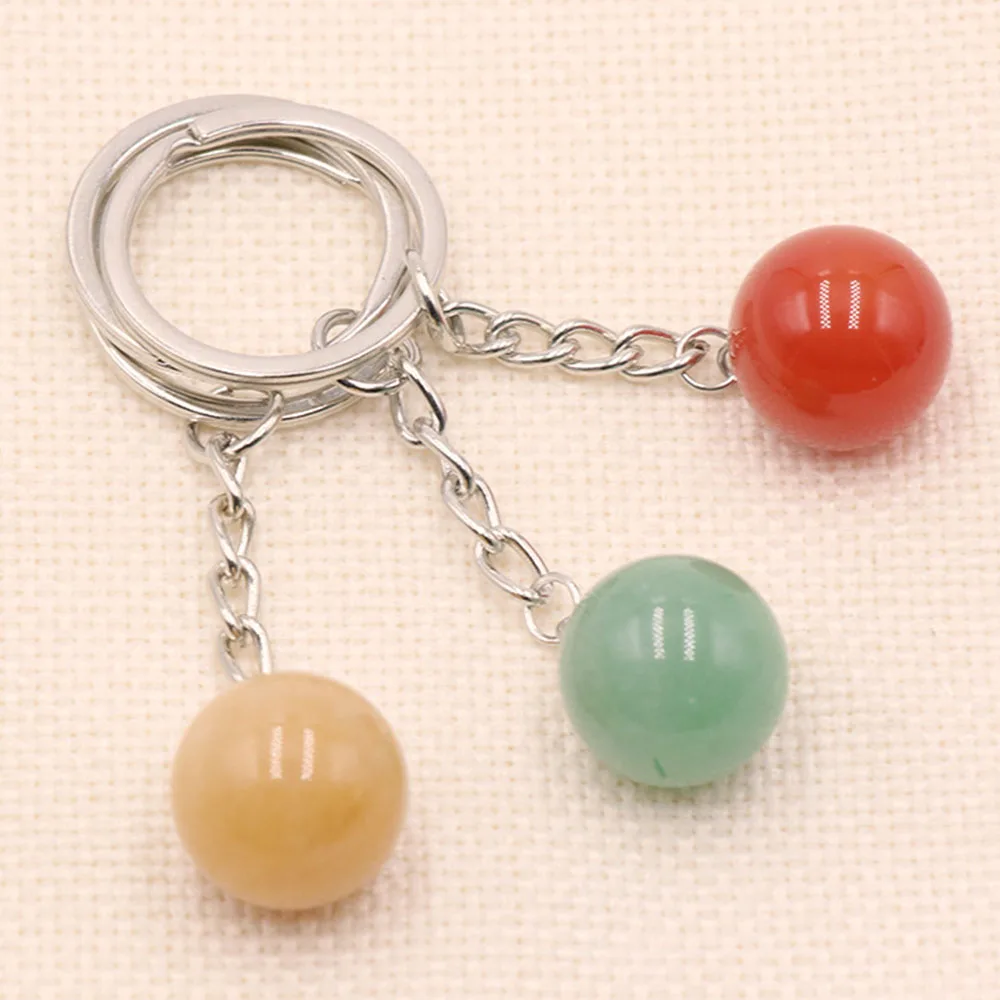 

Crystal Ball Keychain Natural Stone Agate Sphere Reiki Healing Charms Handbag Car Decor Key Ring Holder Accessories