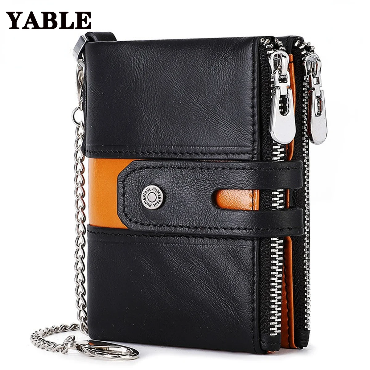 New Men's Leather Wallet Retro Simple Coin Purse Double Zipper Short RFID Anti-Magnetic Wallet Men's Bag