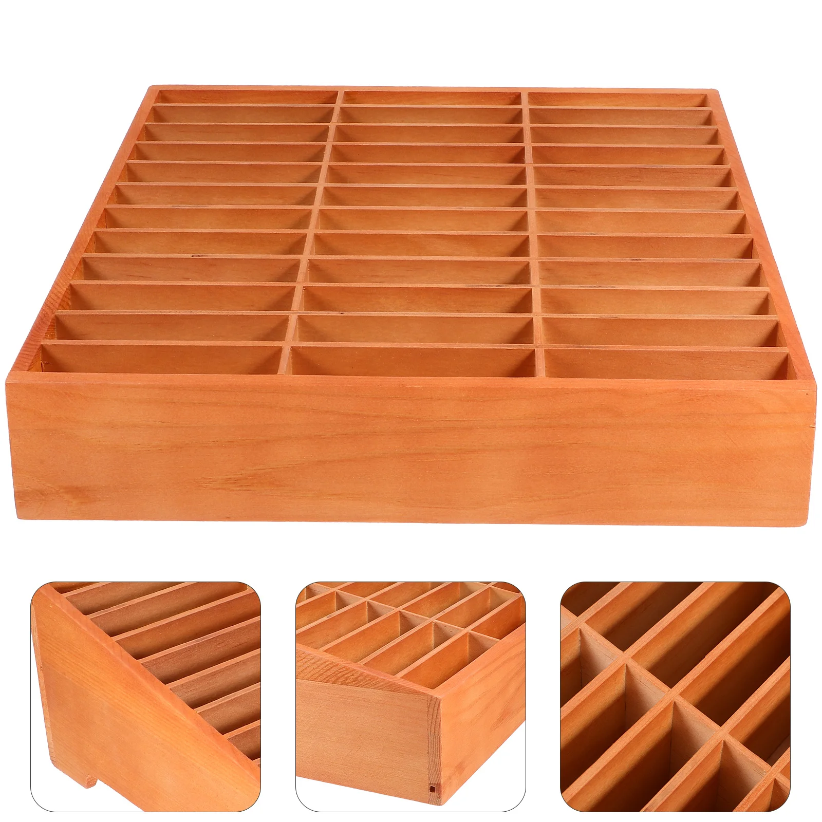 

Storage Box Desktop Wood Holder Compartment Desk Organizer