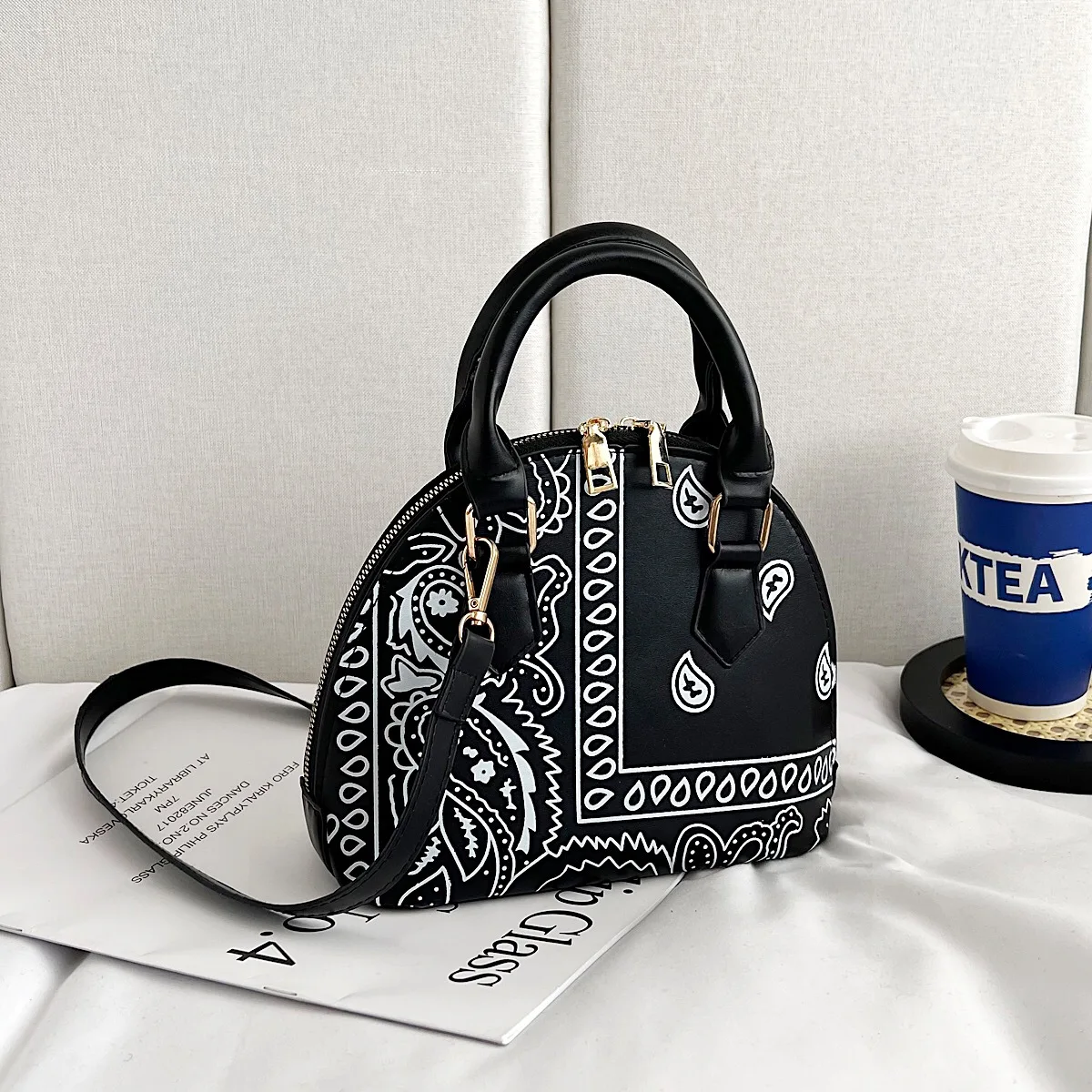 

Fashion Cashew Flower Shoulder Bag for Women Retro Design Ladies Top Handle Shell Bags Female Set Purse Handbags Crossbody Bag