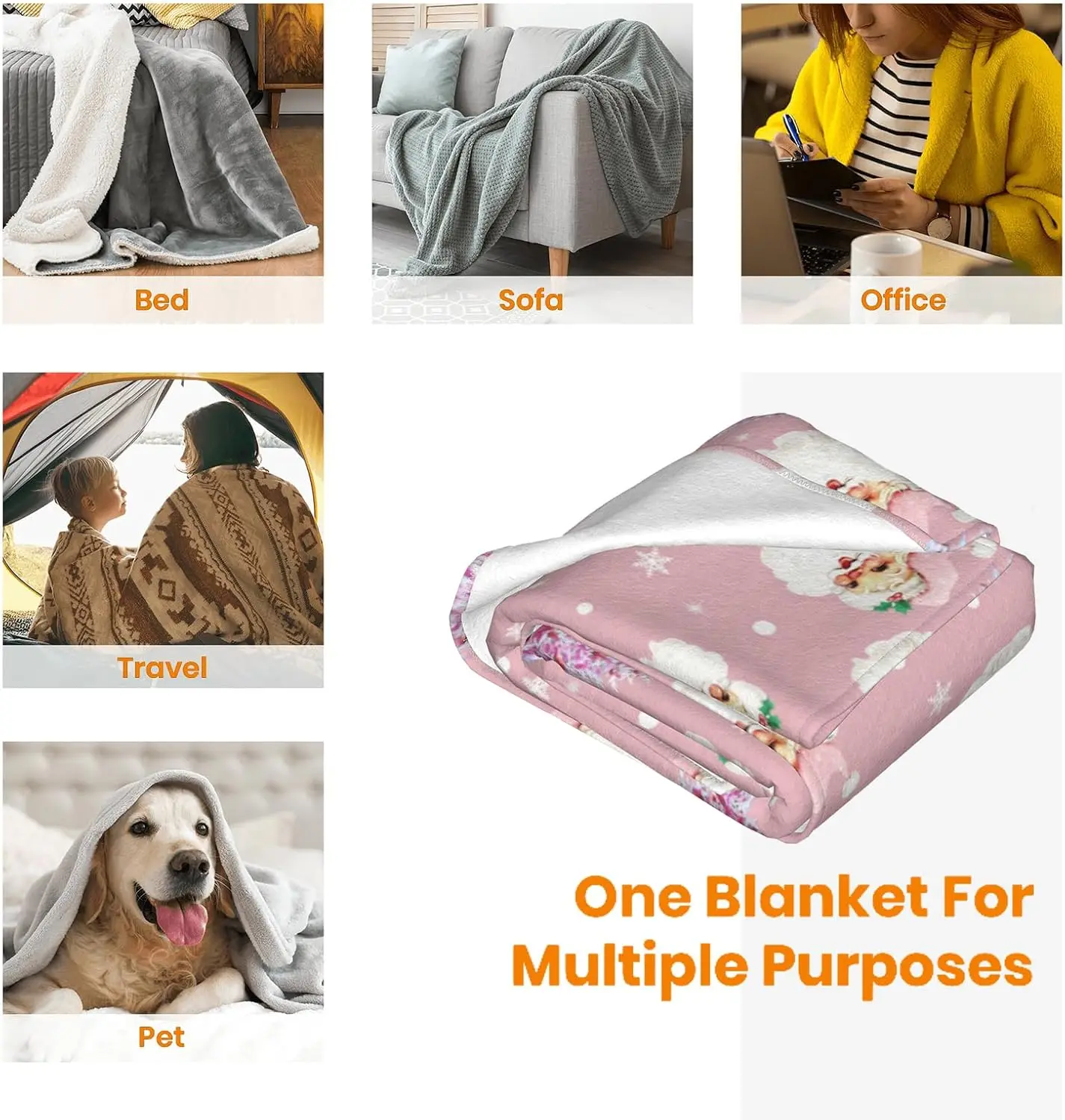 JOOCAR Manta de Navidad розовый модный пап Noel Feliz Año Nuevo acogedora suave ligera franela