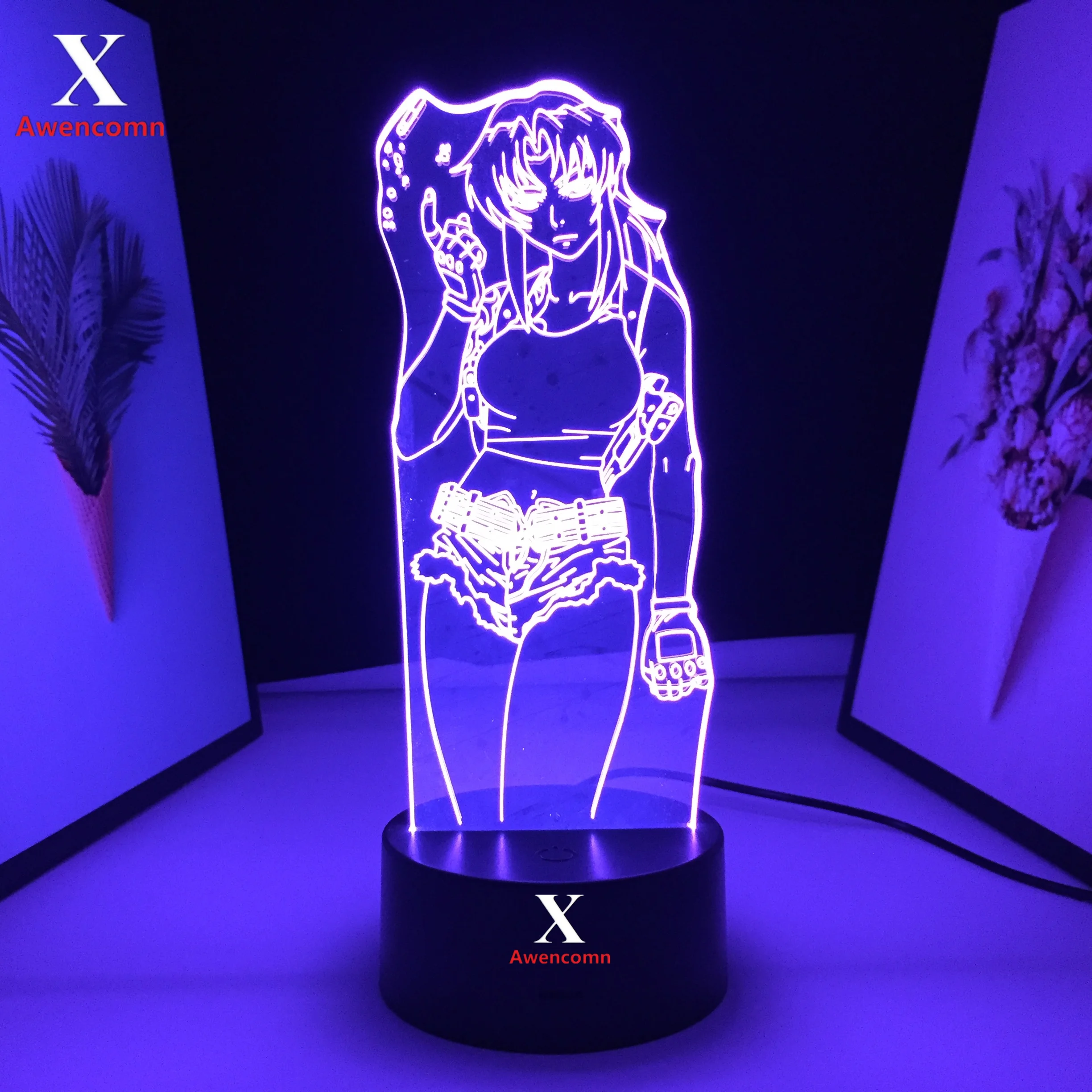 

Anime Black Lagoon Revy LED Night Light for Bedroom Decor Colorful Nightlight Manga Black Lagoon Gift 3D Lamp