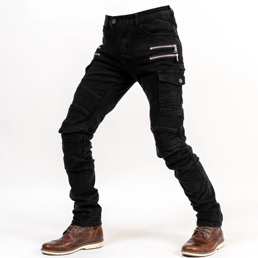 LOMENG Motorcycle Riding Pants Motorbike Motocross Cycling Jeans Safety CE knee Hip Removable Armored All Seasons for Men LM07