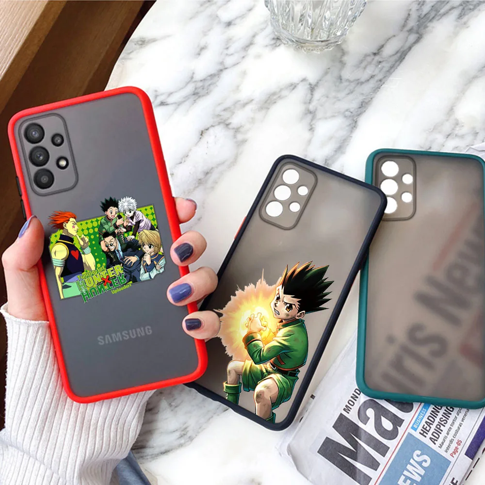 Чехол для телефона Samsung S21Plus S24 S23 S22 S20 A53 A54 A71 A72 A73 A34 A51 52 Hunter X GON · прозрачный