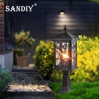 sandiy outdoor porch light standing pillar wall lamp waterproof vintage led lighting for house gate patio aisle exterior sconce