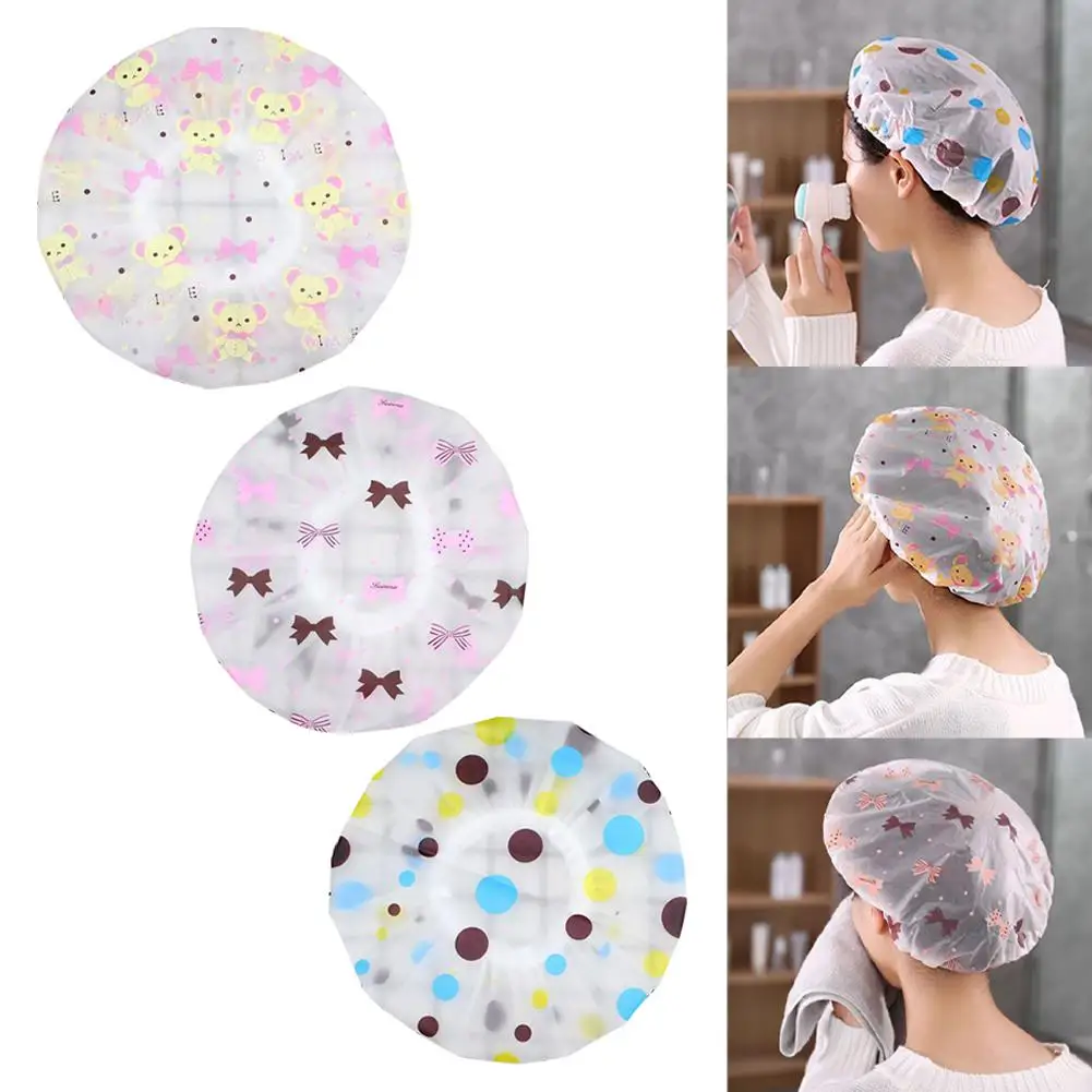 

Bath Hat Waterproof Thickened Waterproof And Oil Fume Accessory Cap Household Supplies Salon Cap Women Shower Spa Hair Bath L0A9