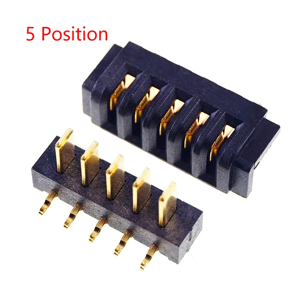 

10 Pairs Notebook 2.5 mm 5 Positions Female Blade Socket Receptacle Male Header Battery Connector Right Angle Through Holes 7A