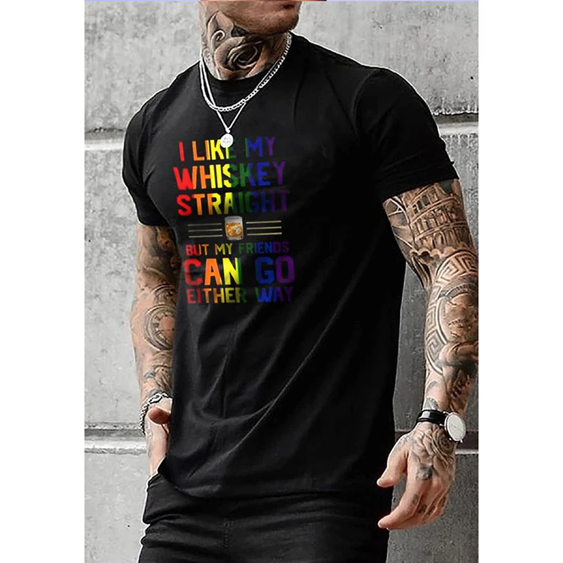 

Мужская Повседневная модная футболка с принтом радужных букв Badassdude