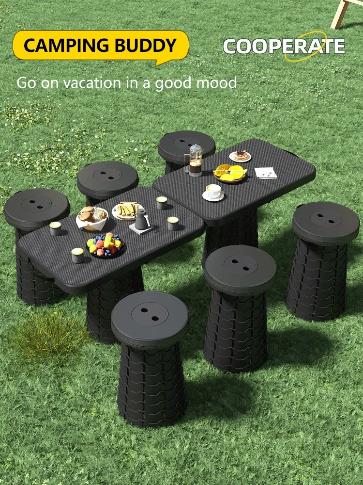 Складной выдвижной складной стол для кемпинга на открытом воздухе 2 в 1 набор