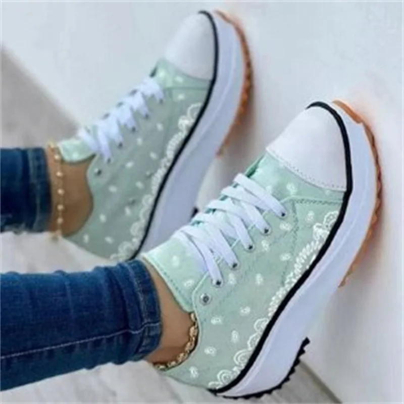 

Single Shoes Low-top Casual 2022 Spring and Autumn Women's Single Shoes Large Size Thick Bottom Lace-up Round Toe Canvas Shoes