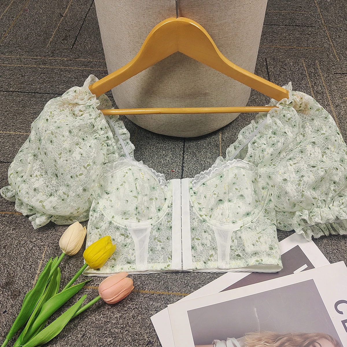 

Jiser Celiar 2023 Summer New Arrivals Sexy Backless Printed Women Hollow Blouse,Y2K Style White Slim Lace Crop Top Female