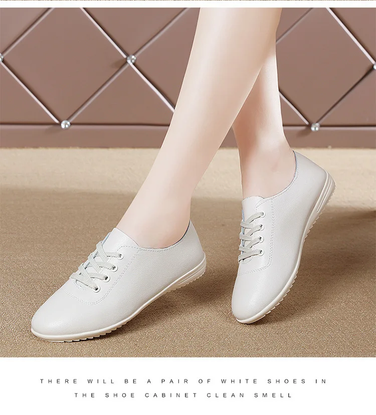 New Women's Flat Leather Shoes Designer Vulcanized Shoes Summer Breathable Solid Color Casual Shoes for 2023zapatos Para Mujeres