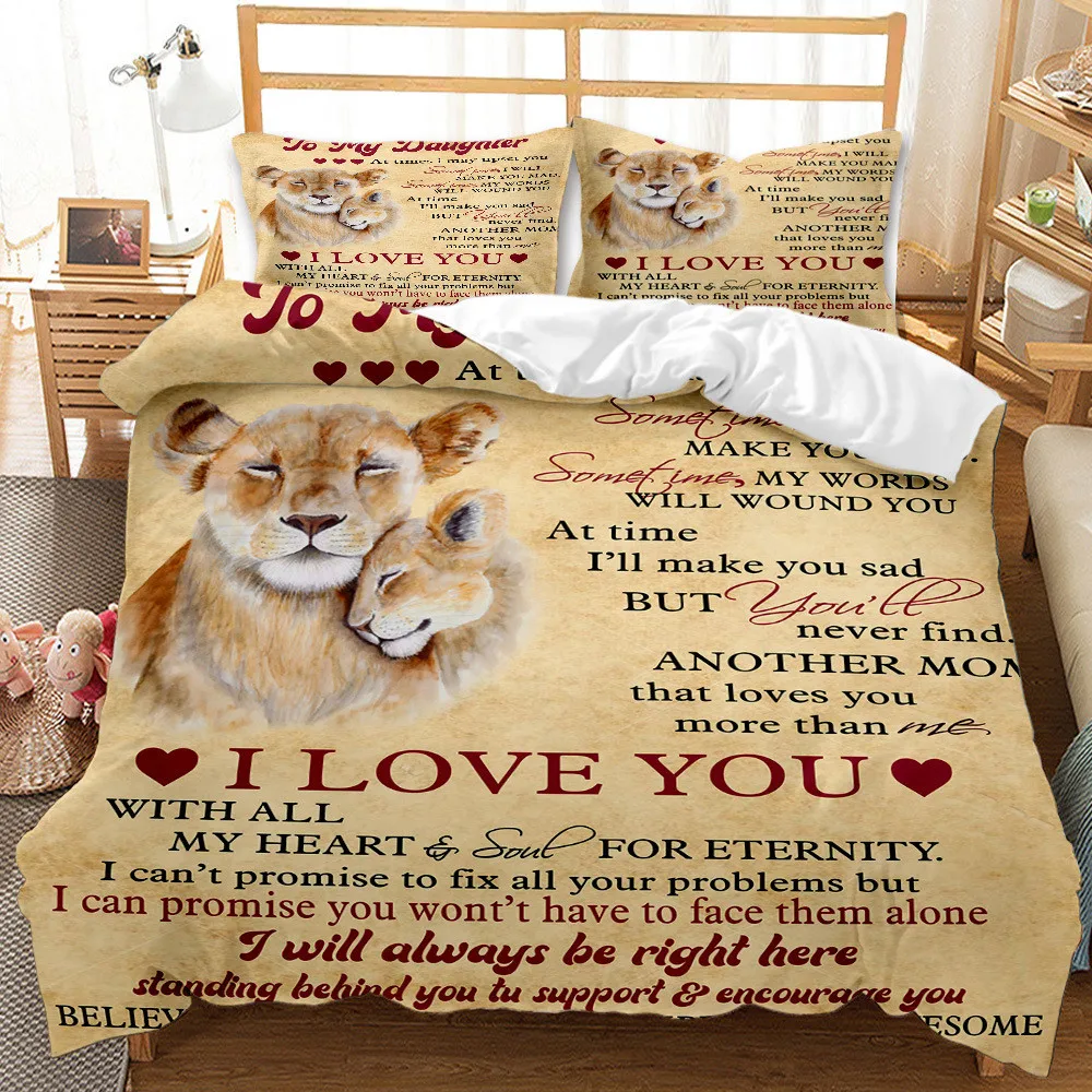

Text Letter Bedding Set For Son Daughter Partner Duvet Cover Colorful Animals Bed Quilt Cover Home Bed Cover Set
