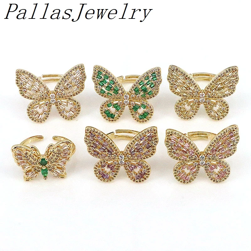 

Женское позолоченное кольцо с бабочкой, 5 шт.