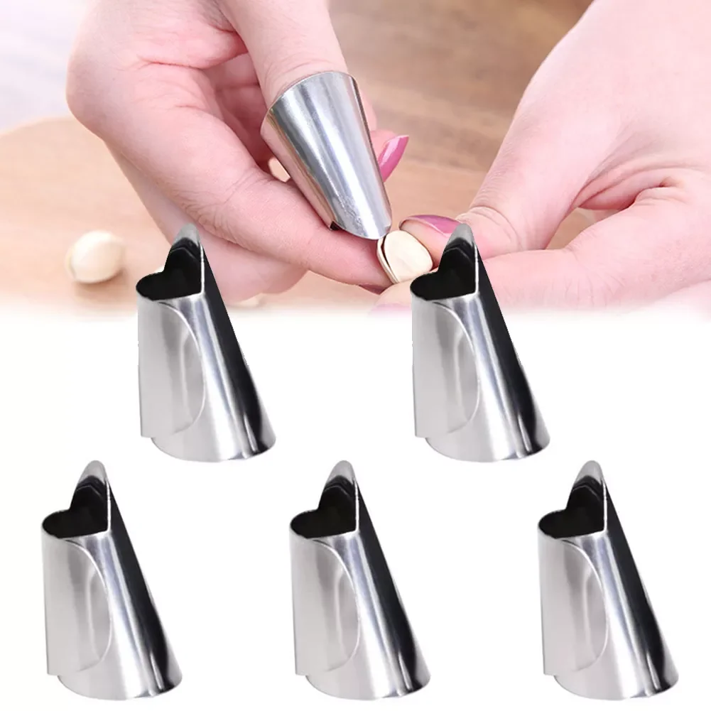 

2022New 5pcs Home Stainless Steel Kitchen Cutting Protection Tools Finger Protectors Peanut Sheller Vegetable Nuts Peeling Finge