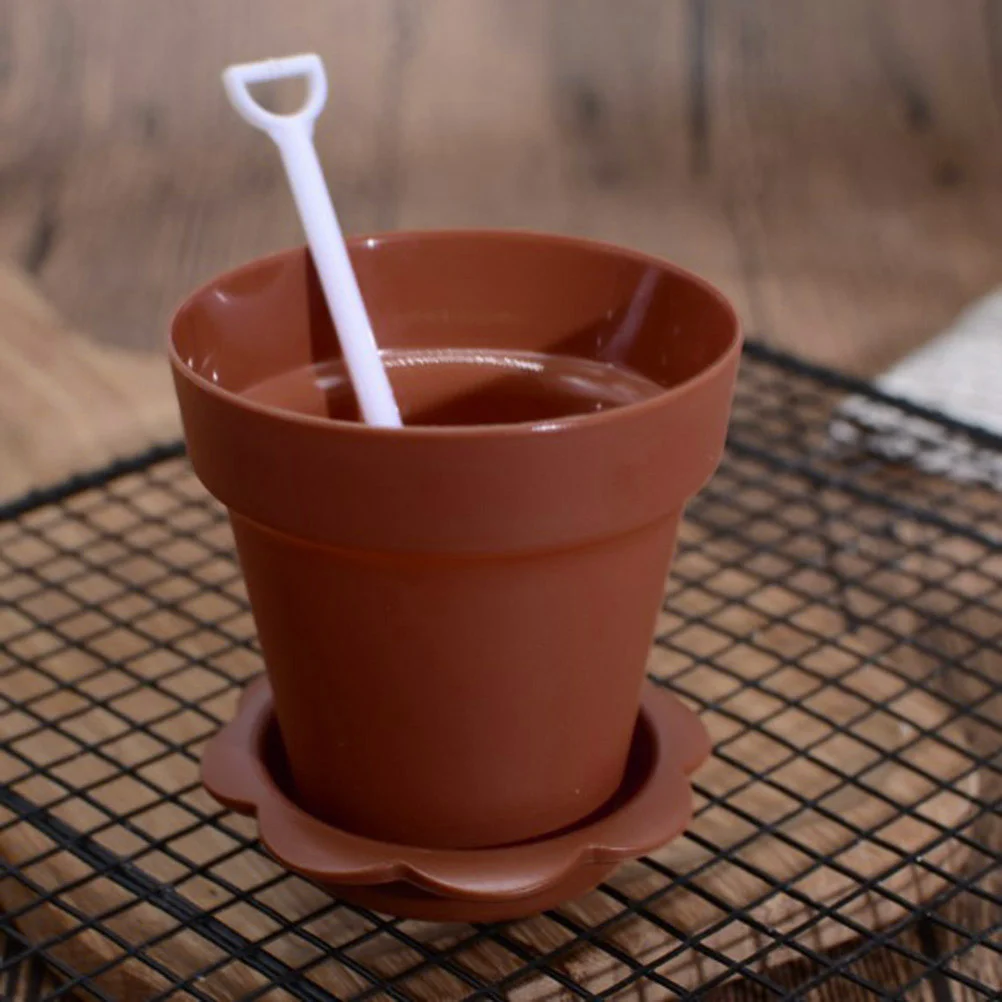 

Cups Dessert Flower Pot Cupice Cupcake Creambowls Cake Lids Potsappetizer Mini Yogurt Flowerpot Spoonsnurseryshovel Dome Baking