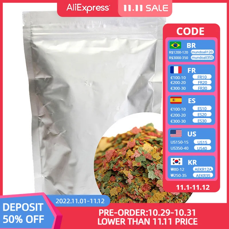 

100g/Pack Aquarium Fish Food Flakes For Tropical Fish Marine Ornamental Fish Small Goldfish Koi Feeding Food