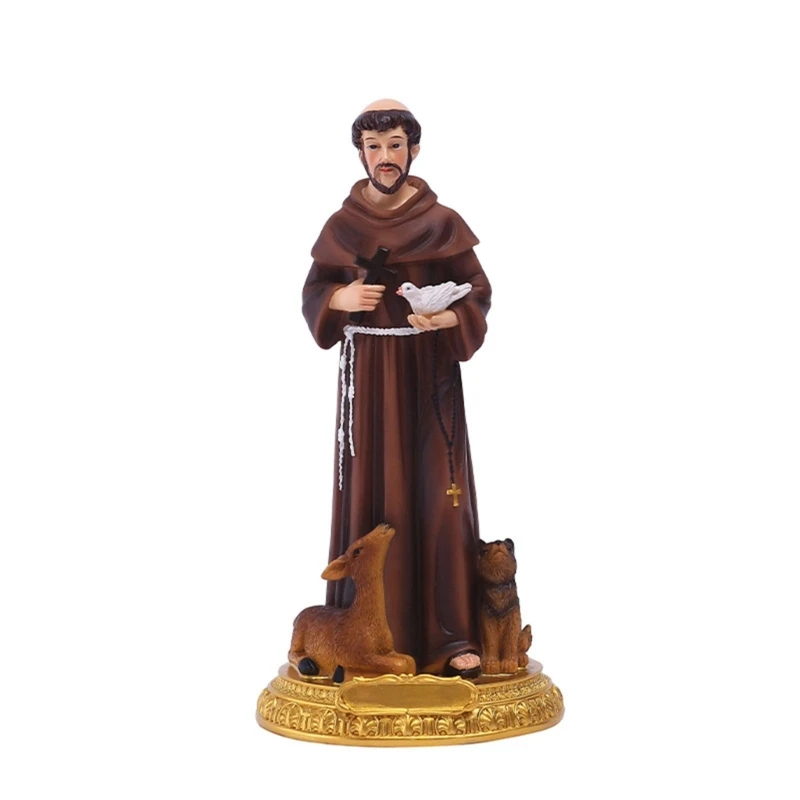 

Hand-Painted Francis Statue Ornaments with Desktop Resin Sculpture Drop shipping