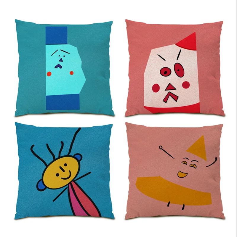 

Decorative Cushions Sofa Cushion Velvet Character Pillow Case Cartoon Flax Luxury Home Decor Pillows Sitting Decoration E0011