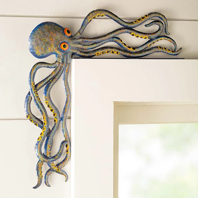 

Cute Octopus Door Frame Statue Ocean Octopus Door Crawler Monster Sculpture Office Desktop Resin Wall Hanging Decor Figurines