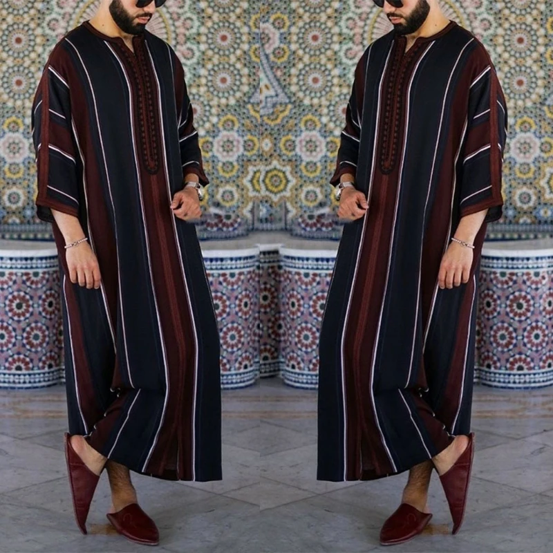Islamic Clothes Gifts for Men Fashion Long Sleeve Muslim Dresses Soft Abaya Robe Arabic Homme Musulman Saudi