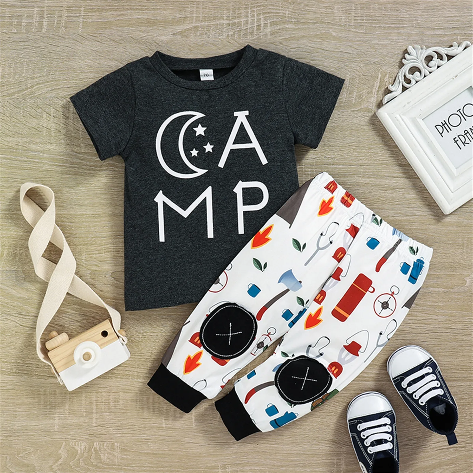 

0-24M Baby Boys Girls Clothing Sets Short Sleeve Letter Print T-shirts+Long Pants Sets Toddler Outfits Summer 2pcs Outfits Sets