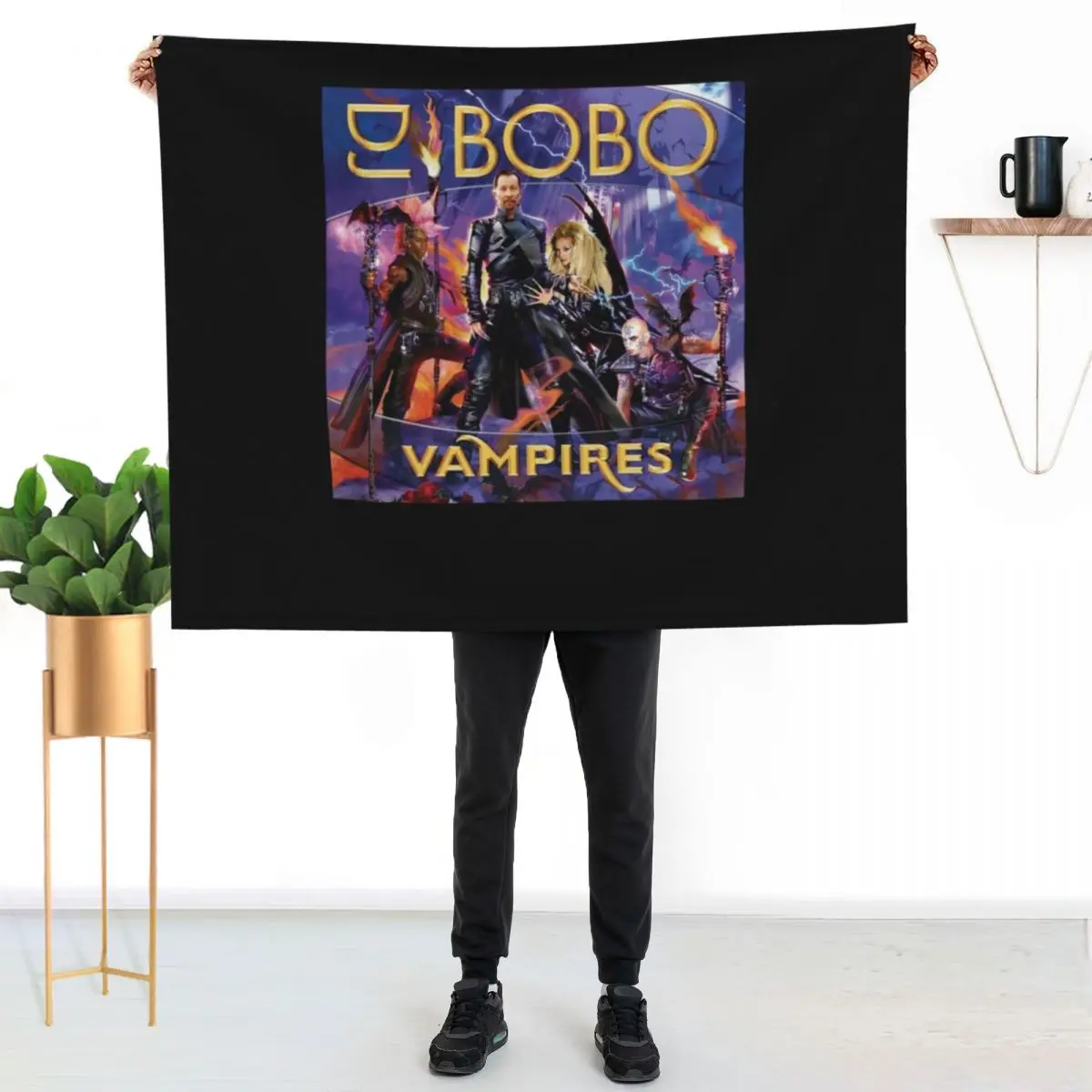 Фото Плед с обложкой альбома DJ BoBo Vampires, многофункциональное теплое одеяло для гостиной, спальни №2
